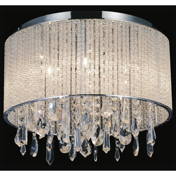 Cwi Lighting 6 Light Drum Shade Flush Mount With Chrome Finish 5562C16C Clear